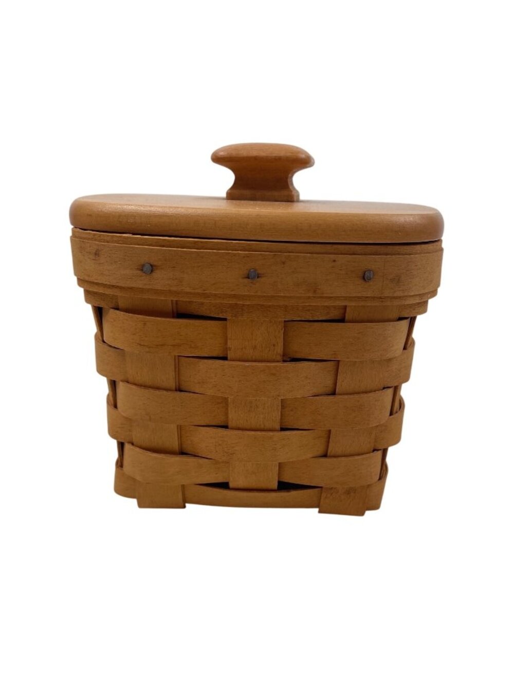 Longaberger Small 2001 Basket With Wood Lid 5" - Picture 5 of 13